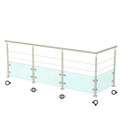 Poteau 42,4mm intermdiaire montage pour cble traversant 4mm et verre INOX316 IN2142 Poteaux garde-corps ou escaliers Poteaux ronds acier inox 316 IN2142