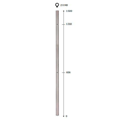 Poteau 42,4mm de dpart montage verre fixation  l'anglaise INOX316 IN2145 Poteaux garde-corps ou escaliers Poteaux ronds acier inox 316 IN2145