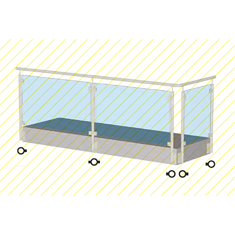 Poteau 42,4mm de dpart montage verre fixation  l'anglaise INOX316 IN2145 Poteaux garde-corps ou escaliers Poteaux ronds acier inox 316 IN2145