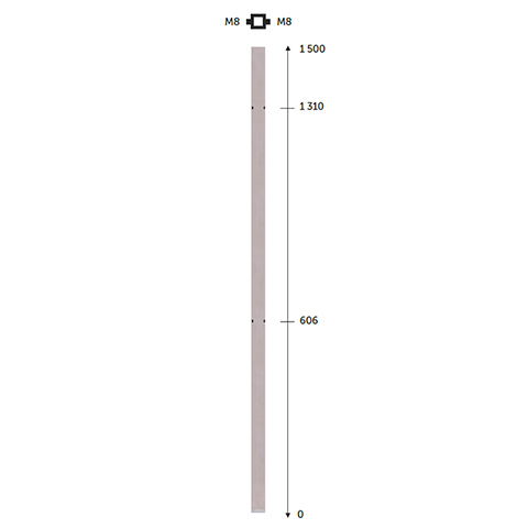 Poteau 40x40mm intermdiaire fixation  l'anglaise montage verre INOX316 IN212461 Poteaux garde-corps ou escaliers Poteaux carrs acier inox 316 IN21461