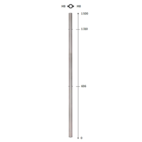 Poteau 42,4mm intermdiaire pour fixation  l'anglaise de verre INOX316 IN2146 Poteaux garde-corps ou escaliers Poteaux ronds acier inox 316 IN2146