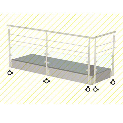 Poteau 42,4mm dpart gauche montage cble et verre INOX316 pose  l'anglaise IN2147 Poteaux garde-corps ou escaliers Poteaux ronds acier inox 316 IN2147
