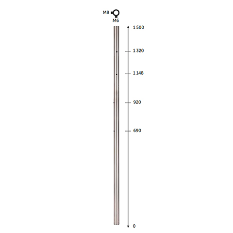 Poteau 42,4mm dpart droite pose  l'anglaise montage cble et verre INOX316 IN2148 Poteaux garde-corps ou escaliers Poteaux ronds acier inox 316 IN2148