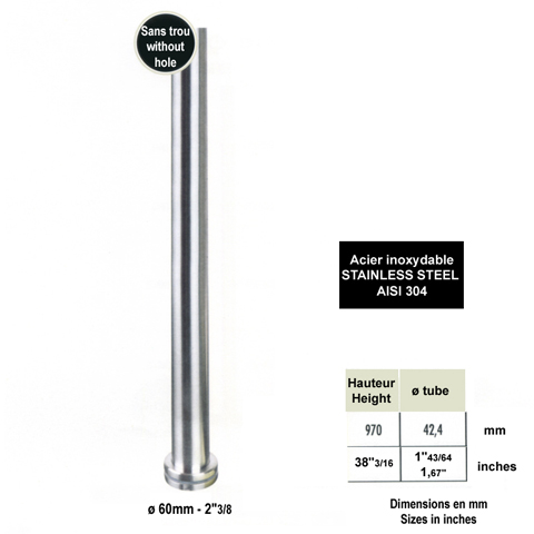 Poteau pr-assembl INOX304 pour marches IN2151 Poteaux garde-corps ou escaliers Poteaux acier inox 304 IN2151