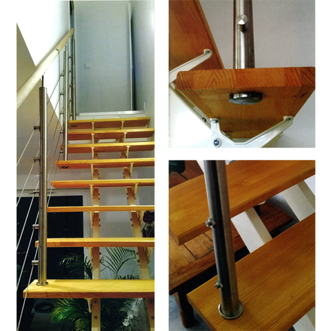 Poteau pr-assembl INOX304 pour marches IN2151 Poteaux garde-corps ou escaliers Poteaux acier inox 304 IN2151
