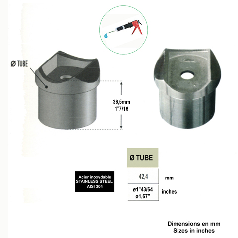 Support de main courante 42,4mm INOX304 IN2330 Support de main courante INOX Support pour poteau inox 304 IN2330