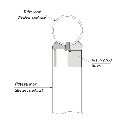 Support de main courante 42,4mm INOX304 IN2330 Support de main courante INOX Support pour poteau inox 304 IN2330