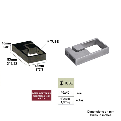 Anneau de serrage pour tube INOX316 IN24107 Fixations pour tubes INOX Anneaux de serrage IN24107