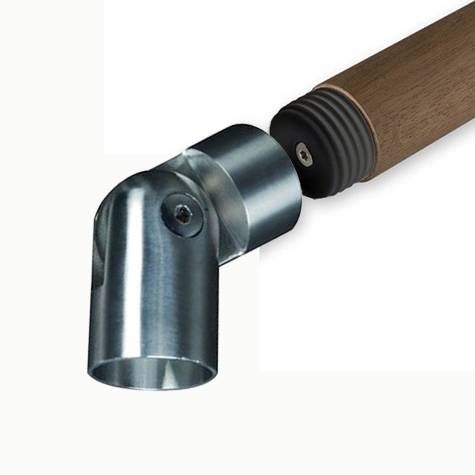 Connecteur orientable 42,4mm INOX304 pour rampes en bois IN2440 Connecteurs et finitions en INOX Connecteur INOX de main courante bois IN2440