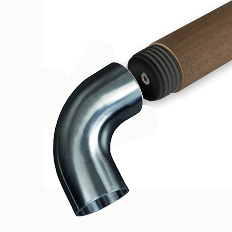 Connecteur coud 90 droit 42,4mm INOX316 pour rampes en bois IN2454 Connecteurs et finitions en INOX Connecteur INOX de main courante bois IN2454