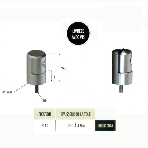 Pince  tle / plat pour plaque paisseur 1  4mm INOX304 IN2482 Encadrement panneaux en tle Profil, raccord et pinces IN2482