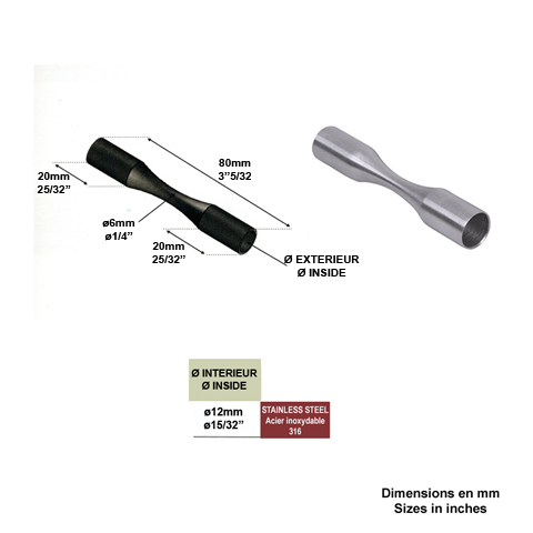 Raccord d'angle flexible INOX316 pour ronds 12mm IN2535 Raccords rglables pour ronds Raccord d'angle flexible inox IN2535