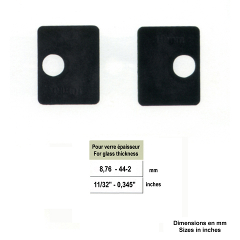 Jeu de 2 caoutchouc pour pinces carres 55mm  verre  epr 8mm IN2551 Caoutchouc de pinces  verre Caoutchouc pour pinces carres IN2551