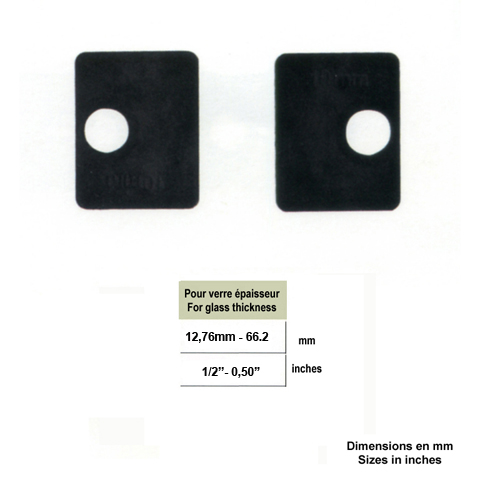 Jeu de 2 caoutchouc pour pinces carres 55mm  verre  epr 12,76mm IN2555 Caoutchouc de pinces  verre Caoutchouc pour pinces carres IN2555