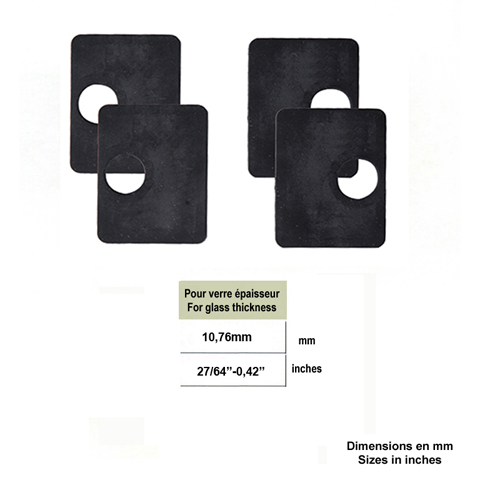 Jeu de 4 caoutchouc epr 10,76mm pour pinces  verre d'angle IN25694 Caoutchouc de pinces  verre Caoutchouc pour pinces d'angle IN25694