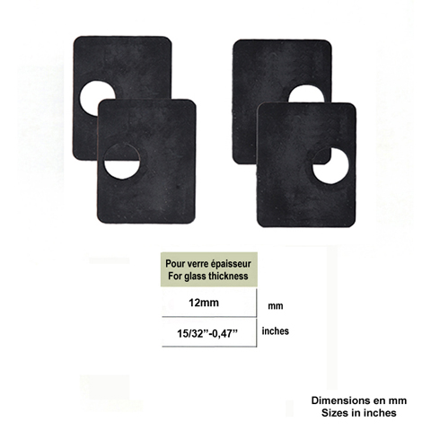Jeu de 4 caoutchouc epr 12mm pour pinces  verre d'angle IN25695 Caoutchouc de pinces  verre Caoutchouc pour pinces d'angle IN25695