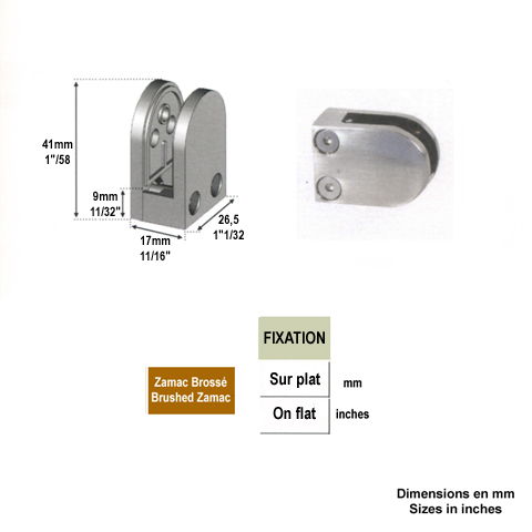Pince  verre ronde 41mm en zamac bross pour plat IN2602 Pinces  verres rondes Pince  verre en Zamac IN2602
