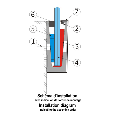 Profil aluminium pour garde corps fixation  l'anglaise IN2635 Garde-corps en verre pices pour fixation  l'anglaise IN2635