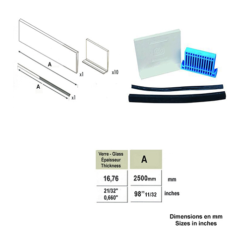 Jeu de pices pour fixation rail au sol verre epr 16,76mm IN26371 Garde-corps en verre Pices pour fixation au sol IN26371