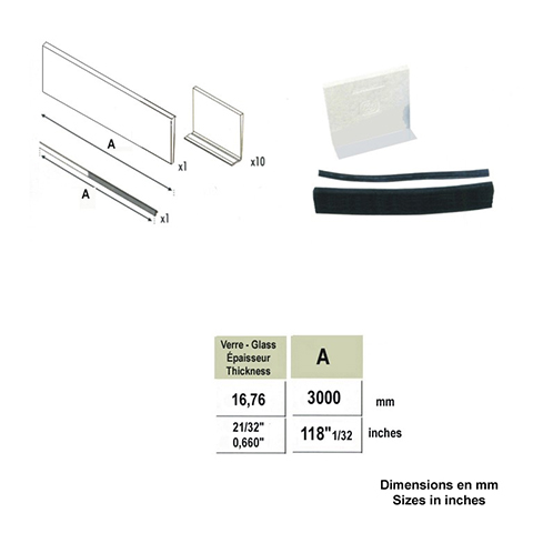 Jeu de pices pour fixation rail  l'anglaise ou au sol IN2637 Garde-corps en verre Pices pour fixation  l'anglaise IN2637