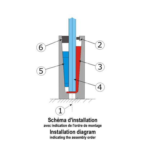 Profil aluminium pour garde corps fixation au sol IN2645 Garde-corps en verre pices pour fixation au sol IN2645