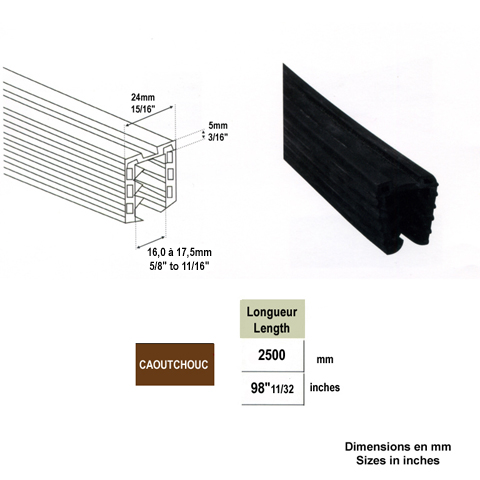 Joint caoutchouc pour main courante ronde 42,4mm 16,76  17,52mm IN26561 Garde-corps en verre Main courante ronde inox IN26561