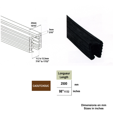 Joint caoutchouc pour main courante ronde 42,4mm IN2656 Garde-corps en verre Main courante ronde inox 304 IN2656