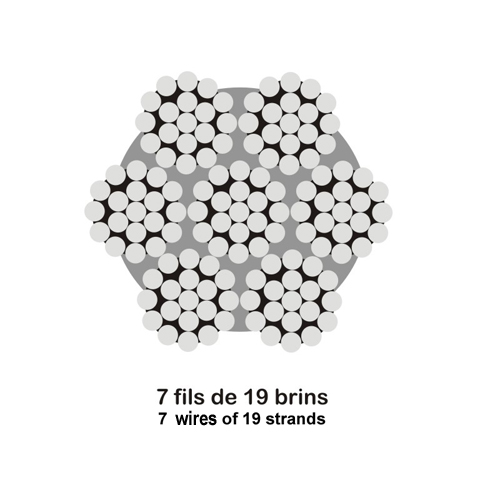 Cble rond acier inoxydable 316 4mm IN2665 Cbles inox316 et anneaux Cbles inox 316 IN2665