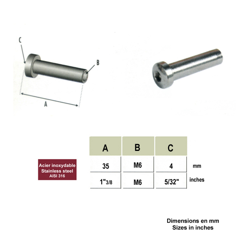 Dpart taraud M6 pour connecteur en applique  pour cble IN2703 Connecteur applique pour cable Accessoires pour connecteurs en appliquee IN2703