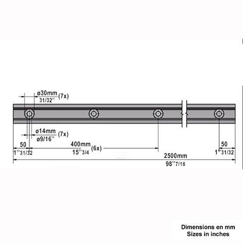 Profil en U aluminium pour garde corps fixation au sol IN29301 Profils aluminium pour verres Fixation au sol IN29301