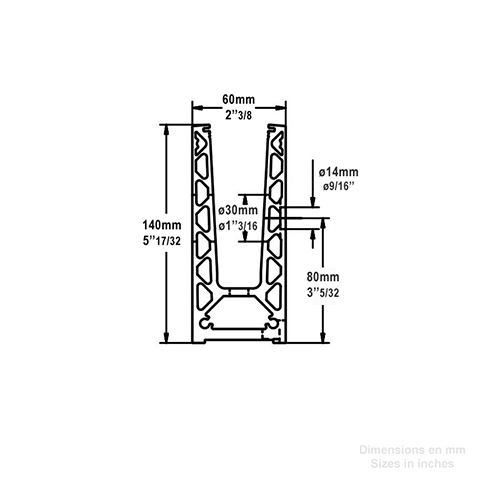 Profil en U aluminium pour garde corps fixation  l'anglaise IN29311 Profils aluminium pour verres Pices pour habillage profils IN29311