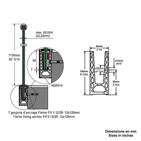 Angle intrieur de profil en U aluminium pour garde corps fixation  l'anglaise IN29312 Profils aluminium pour verres Pices pour habillage profils IN29312