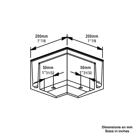 Angle extrieur de profil en U aluminium pour garde corps fixation au sol dcale IN29323 Profils aluminium pour verres Fixation au sol dcale IN29323