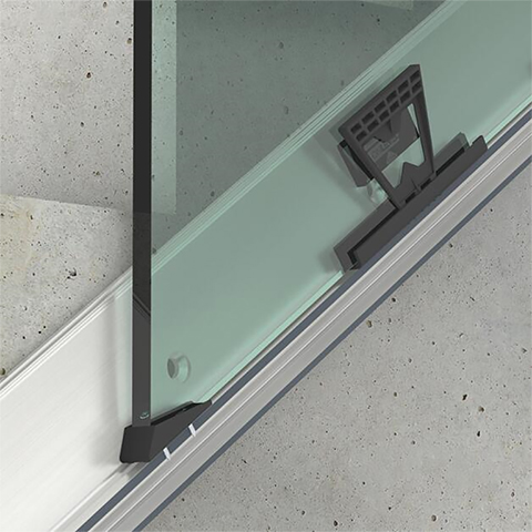 Bloque verre pour rampant d'escalier (par 2) IN29340 Profils aluminium pour verres Outils de mise en place du verre IN29340