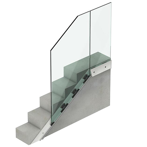 Bloque verre pour rampant d'escalier (par 2) IN29340 Profils aluminium pour verres Outils de mise en place du verre IN29340