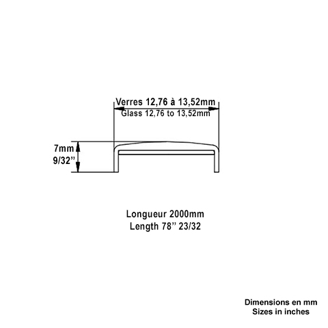 (w:1000R)Protection du bord du vitrage, auto-adhsif, pour verre de 12,76mm et 13,52mm IN29341 Profils aluminium pour verres Jeu de pices pour profils IN29341