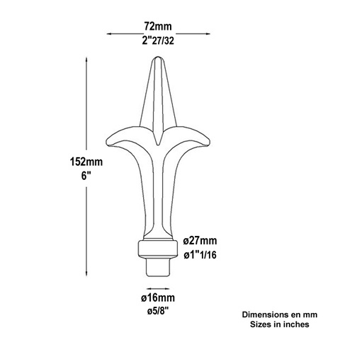 Pointe de lance lys 152 FA1519 Pointe de lance Fleur de Lys FA1519
