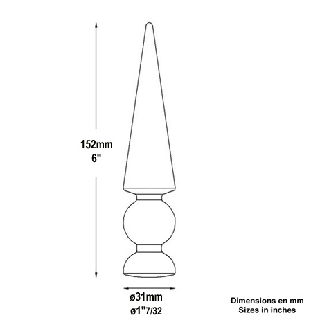 Pointe de lance effile 31 FA1525 Pointe de lance Estampe FA1525