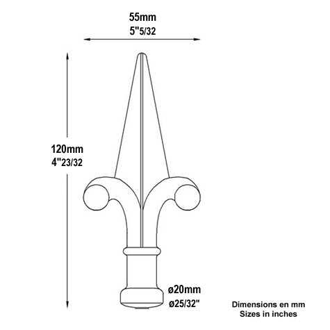 Pointe de lance rtro 120mm FA1531 Pointe de lance Estampe FA1531
