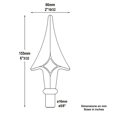 Pointe de lance fleche 155mm FA1533 Pointe de lance Estampe FA1533