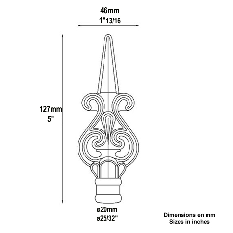 Pointe de lance massive 127mm FA1538 Pointe de lance Estampe FA1538