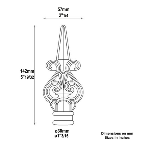 Pointe de lance massive 142mm FA1539 Pointe de lance Estampe FA1539