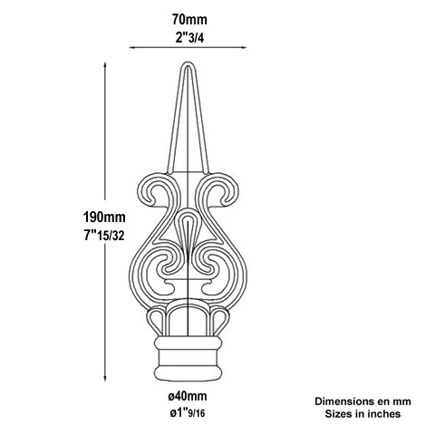 Pointe de lance massive 190mm FA1540 Pointe de lance Estampe FA1540