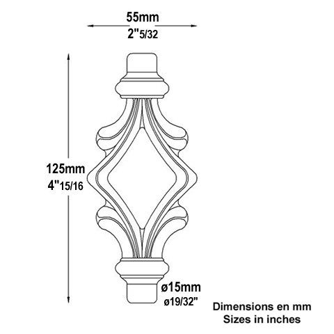 Garniture de pointe 125mm FA1547 Pointe de lance Estampe FA1547