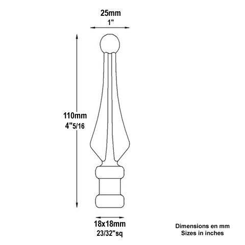 Pointe de lance  boule 110mm FA1548 Pointe de lance Estampe FA1548
