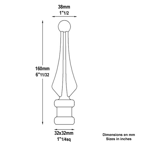 Pointe de lance  boule 160mm FA1550 Pointe de lance Estampe FA1550