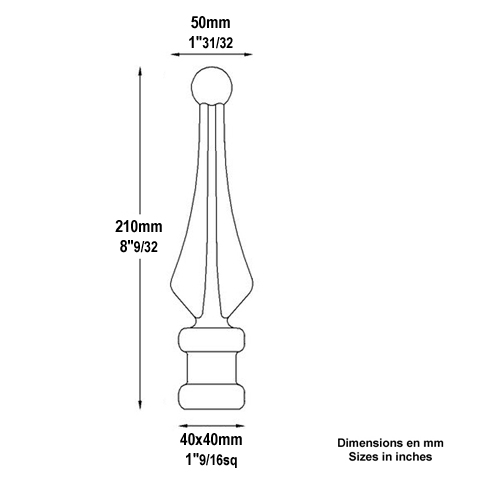 Pointe de lance  boule 210mm FA1551 Pointe de lance Estampe FA1551