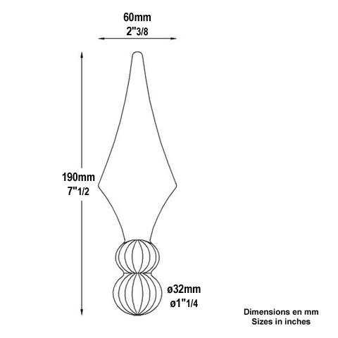 Pointe de lance crante 190mm FA1554 Pointe de lance Forge FA1554