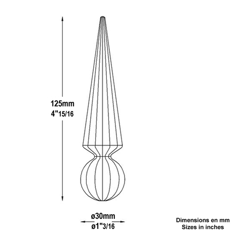 Pointe de lance effile 125mm FA1565 Pointe de lance Forge FA1565