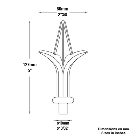 Pointe de lance aluminium 10mm FA1657 Pointe de lance Aluminium FA1657
